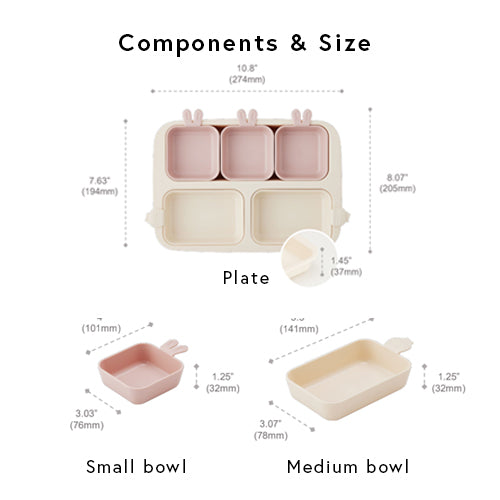 Nestique Rabbit One Plate components and size.